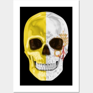 Vatican City Flag Skull - Gift for Vatican With Roots From Vatican City Posters and Art